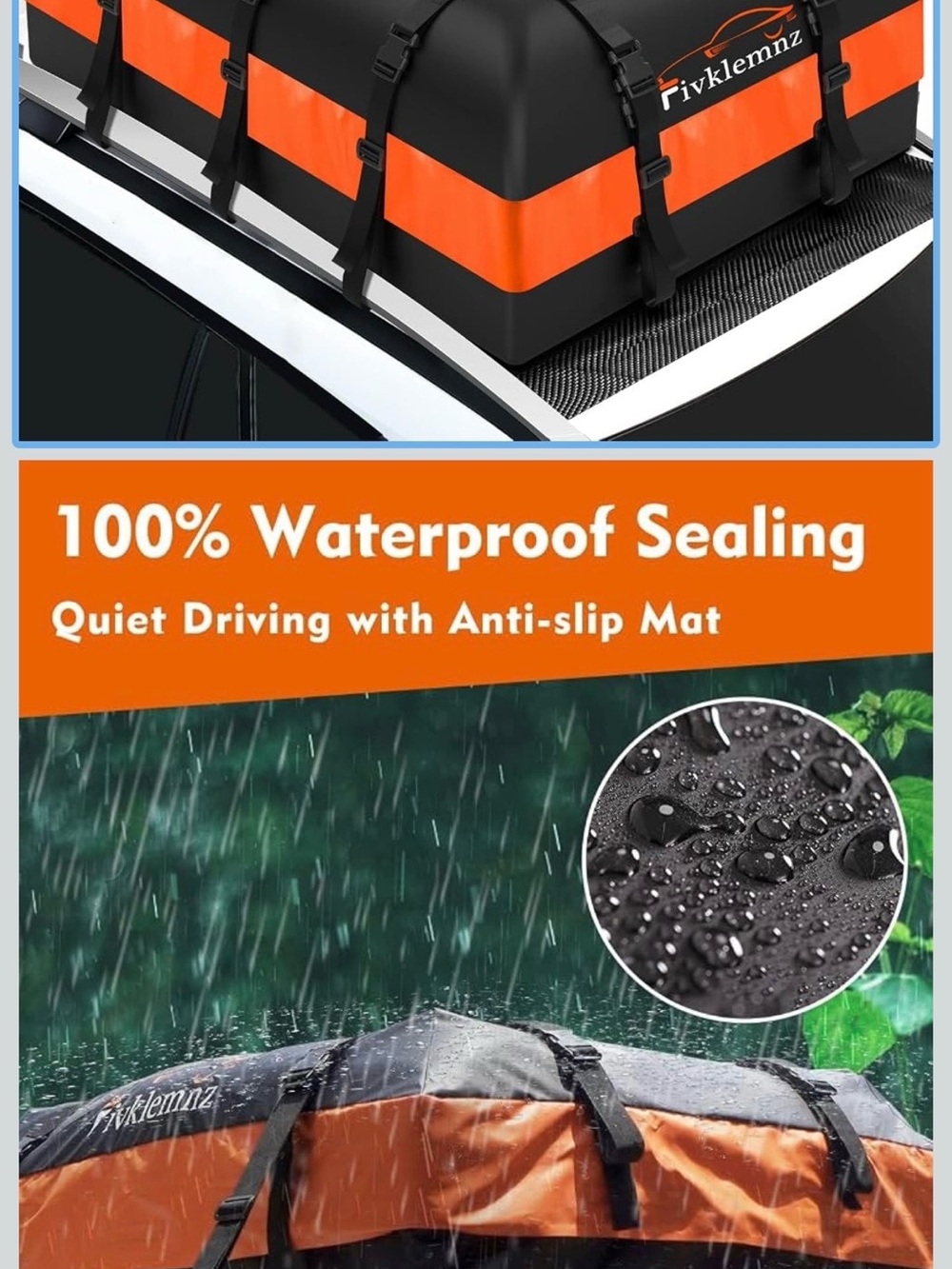Orange & Black Waterproof Roof Cargo Bag 
Never used. Missed return date
